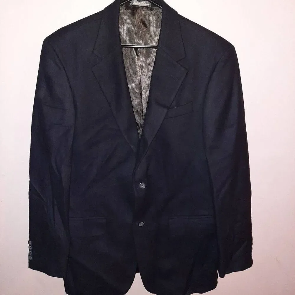 Oscar De La Renta Wool Cashmere Black Sport Coat Size 42
